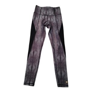 Aurum Passion Leggings High-Waisted Mesh Inserts Steel Scales Snakeskin Small